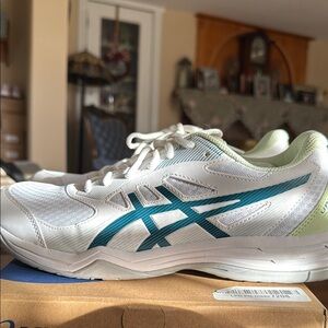ASICS White and Blue Athletic Sneakers